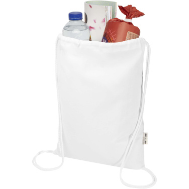 Logo trade promotional merchandise image of: Oregon Blend 140 g/m² GRS recycled drawstring bag 5L